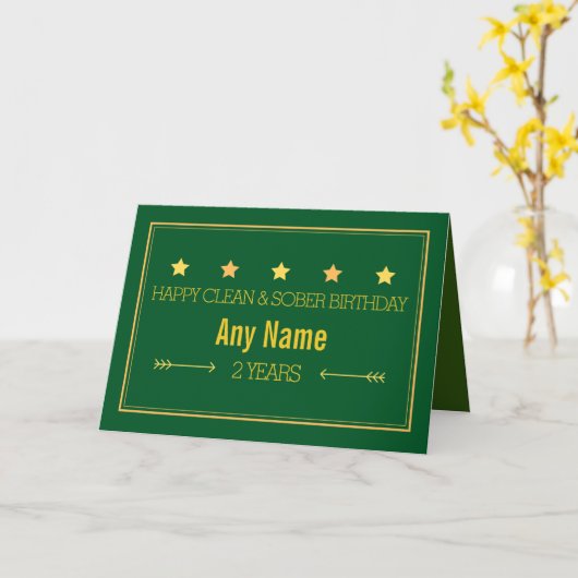 Sobriety kaart 12 stap nuchtere verjaardag verjaar (Gele Bloem)