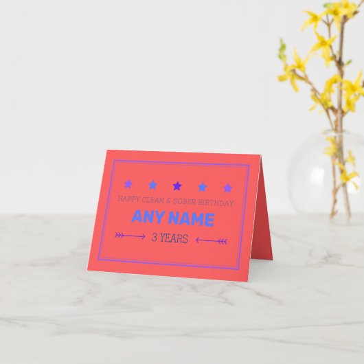 Sobriety kaart 12 stap nuchtere verjaardag verjaar (Gele Bloem)