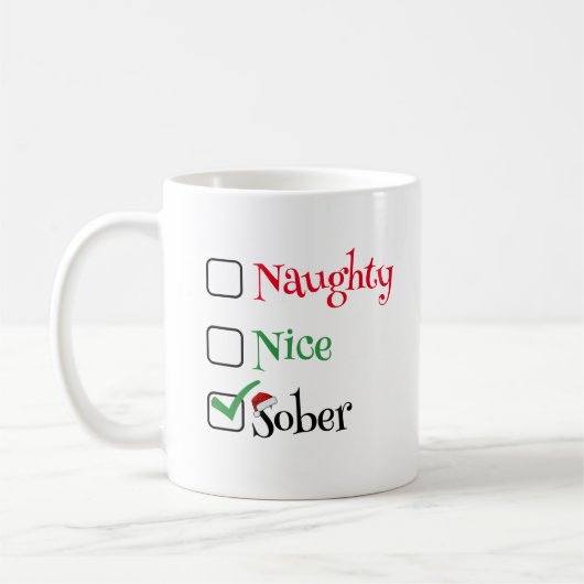 Sobriety Kerst Mok, Ondeugend - Nice - Sober Koffiemok (Links)