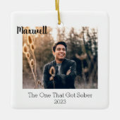 Sobriety Modern Minimaal met Foto Sober Ondersteun Keramisch Ornament (Voorkant)
