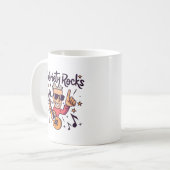 Sobriety Rocks Fun Cartoon Custom Naam Sober Datum Koffiemok (Voorkant links)