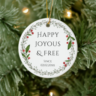 Sobriety Slogan Aangepaste Datum, Sober Kerstcadea Keramisch Ornament