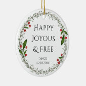 Sobriety Slogan Aangepaste Datum, Sober Kerstcadea Keramisch Ornament (Rechts)