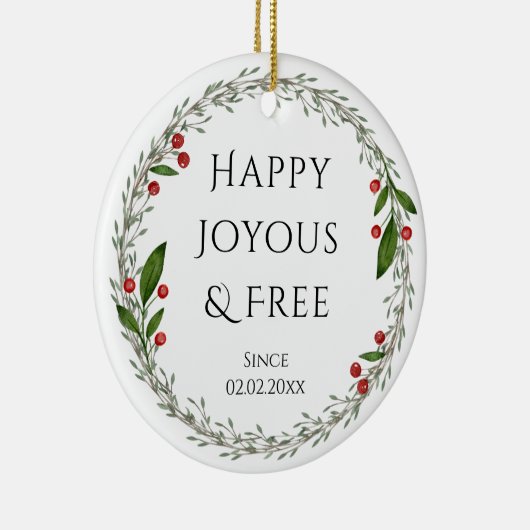 Sobriety Slogan Aangepaste Datum, Sober Kerstcadea Keramisch Ornament (Rechts)