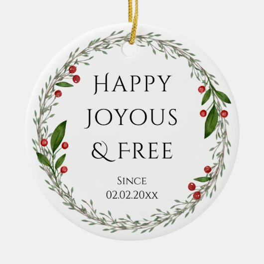 Sobriety Slogan Aangepaste Datum, Sober Kerstcadea Keramisch Ornament (Voorkant)