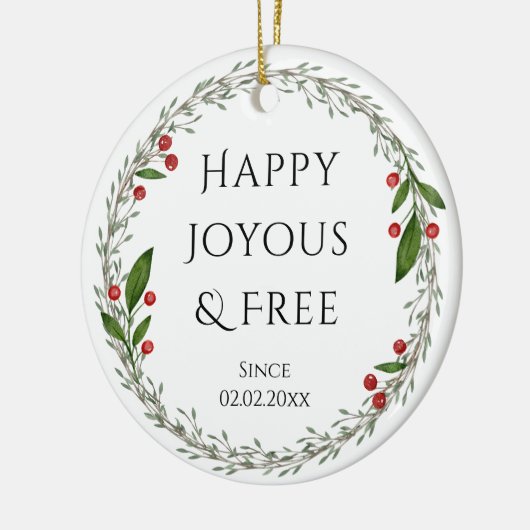 Sobriety Slogan Aangepaste Datum, Sober Kerstcadea Keramisch Ornament (Links)