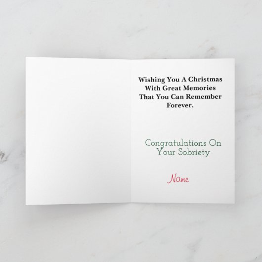 Sobriety Support Christmas Kaart Pas het aan! (Binnen)