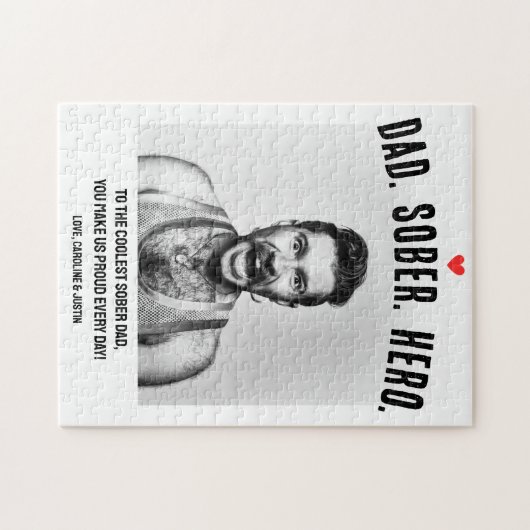 Sobriety Support Gift, Papa Hero Sober Custom Foto Legpuzzel (Horizontaal)