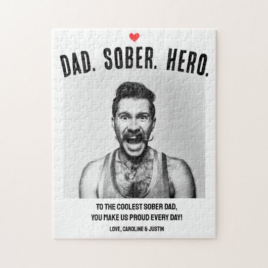 Sobriety Support Gift, Papa Hero Sober Custom Foto Legpuzzel (Verticaal)