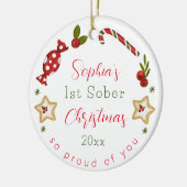 Sobriety XMAS Gift Elke Naam & nuchtere datum Kers Keramisch Ornament (Links)