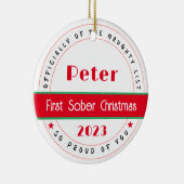 Sobriety Xmas Gift,  naam Keramisch Ornament (Rechts)