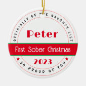 Sobriety Xmas Gift,  naam Keramisch Ornament (Voorkant)
