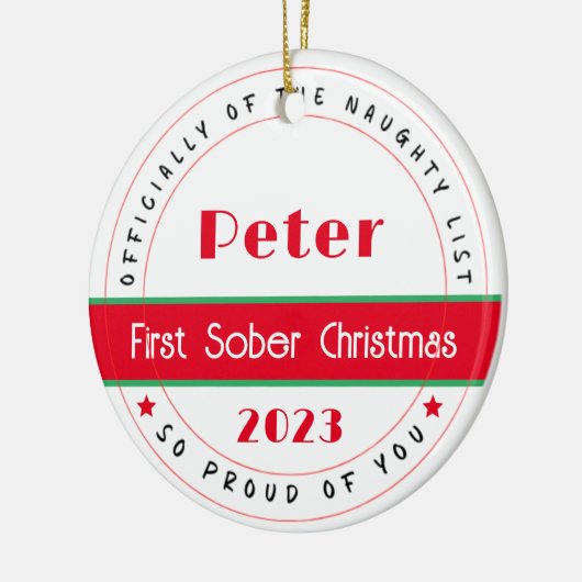 Sobriety Xmas Gift, naam Keramisch Ornament (Links)