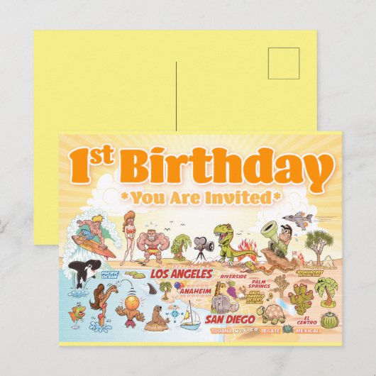 SoCal 1st Birthday Briefkaart (Voorkant / Achterkant)