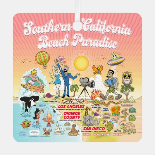 SoCal Beach Paradise Metalen Ornament (Voorkant)