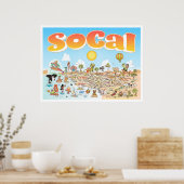 SoCal Cartoon Map Poster (Keuken)