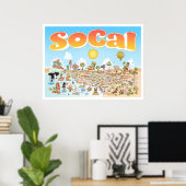 SoCal Cartoon Map Poster (Thuiskantoor)
