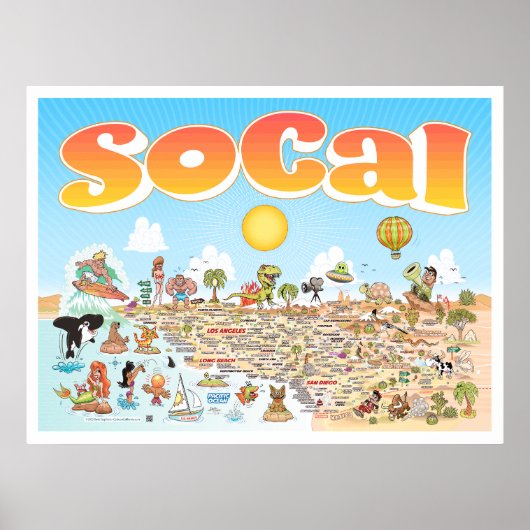 SoCal Cartoon Map Poster (Voorkant)