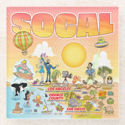 SoCal Glazen Onderzetter (Voorkant)