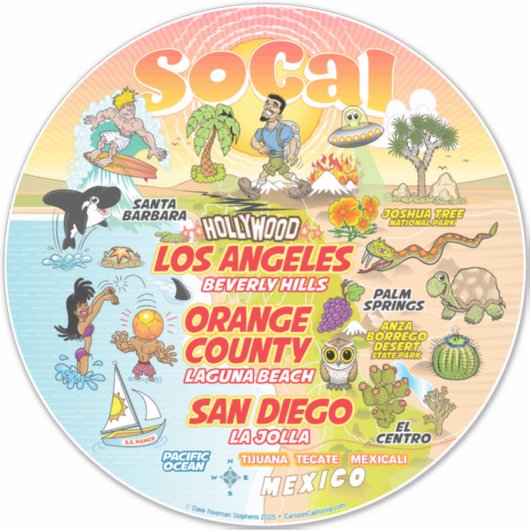 SoCal Paradise Custom-Cut Vinyl Sticker (Voorkant)