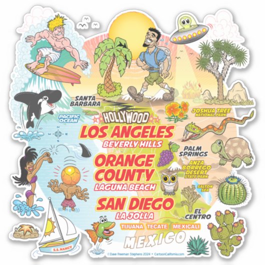 SoCal Paradise Custom-Cut Vinyl Sticker (Voorkant)