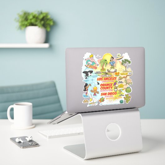 SoCal Paradise Custom-Cut Vinyl Sticker (Laptop op bureau)