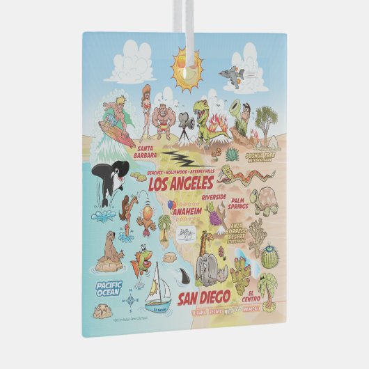 SoCal Square Glas Ornament (Voorkant Rechts)