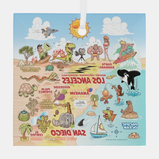 SoCal Square Glas Ornament (Achterkant)