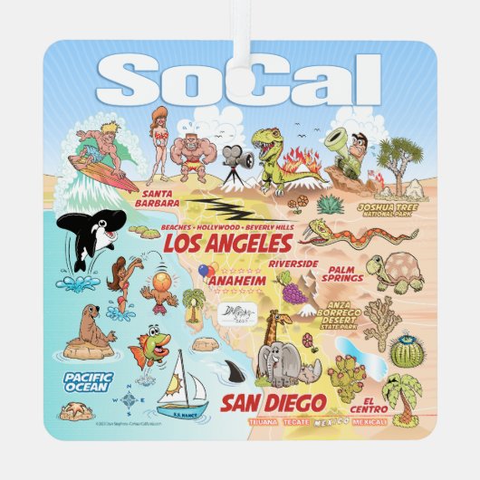 SoCal Square Metalen Ornament (Achterkant)