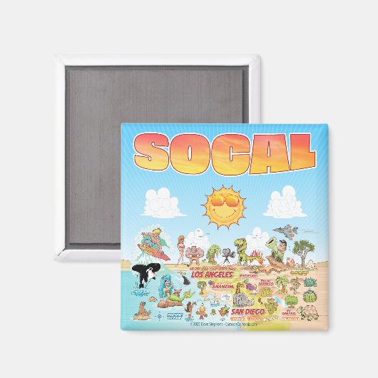 SoCal Sunny Cartoon Magnet (Voorkant / Achterkant)