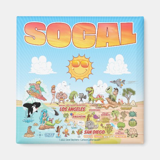 SoCal Sunny Cartoon Magnet (Voorkant)