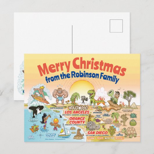 SoCal Sunset Aangepaste Kerstmis Briefkaart (Voorkant / Achterkant)