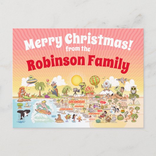 SoCal Sunset Aangepaste Kerstmis Briefkaart (Voorkant)