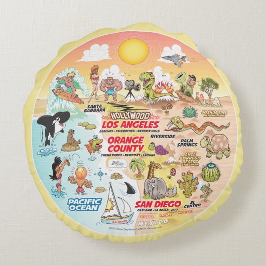 SoCal Sunset Rond Kussen (Achterkant)