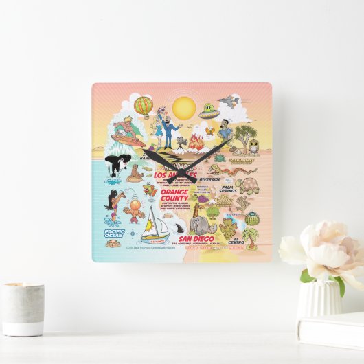 SoCal Sunset Vierkante Klok (Huis)