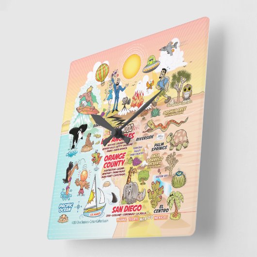 SoCal Sunset Vierkante Klok (Hoek)