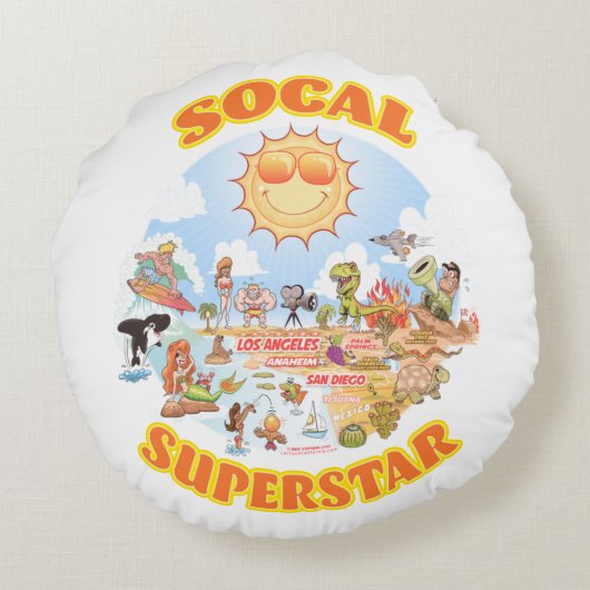 SoCal Superstar Rond Kussen (Achterkant)