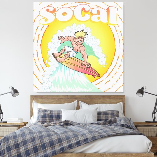 SoCal Surfer Canvas Afdruk (Insitu (Slaapkamer))