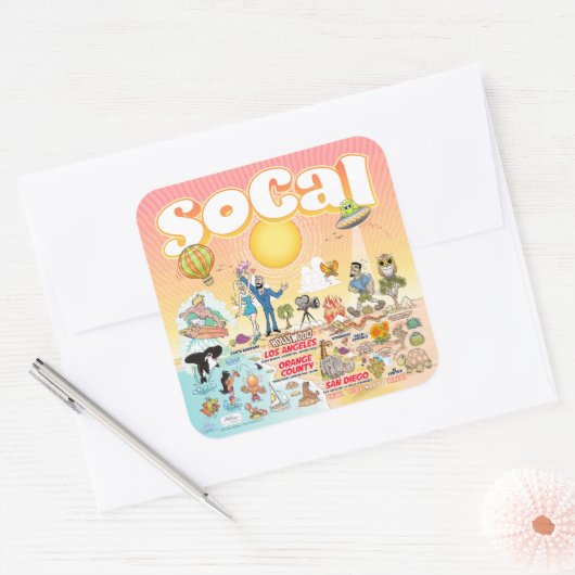 SoCal Vierkante Sticker (Envelop)
