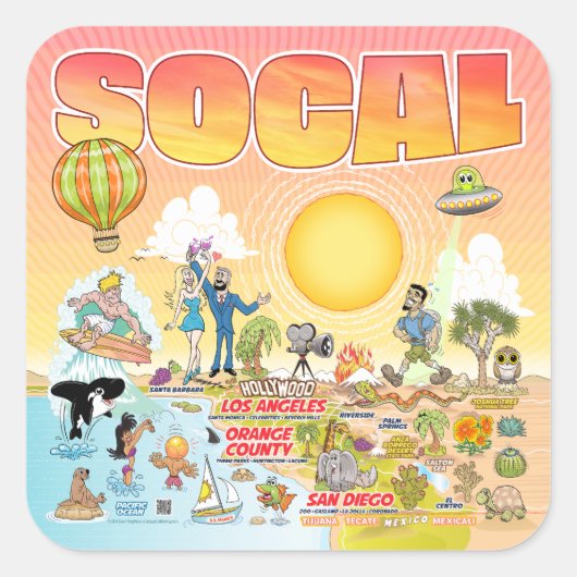SoCal Vierkante Sticker (Voorkant)