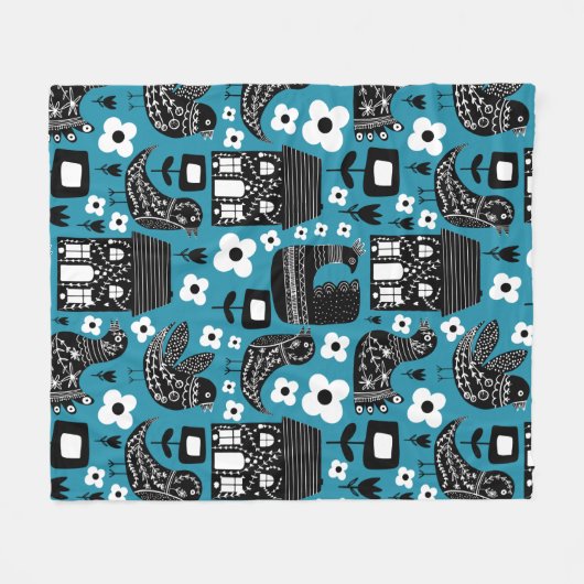 Socando Floral Birds Fleece Deken (Voorkant (Horizontaal))