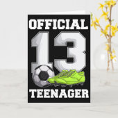 Soccer 13 Year Old Birthday Boy Shirt, Official Te Kaart (Gele Bloem)