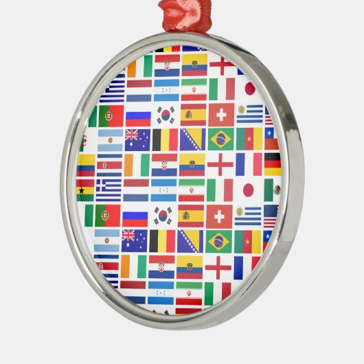 SOCCER 2014 vlaggen patroon Metalen Ornament (Links)