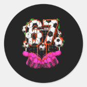 Soccer 67 Six Seven Funny Gen Alpha Meme Drip Boys Ronde Sticker (Voorkant)