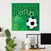 Soccer Africa Bold Green Football Poster (Thuiskantoor)