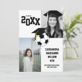 Soccer Afstuderen Sports Black White Aankondiging (Staand voorkant)
