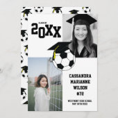 Soccer Afstuderen Sports Black White Aankondiging (Voorkant / Achterkant)