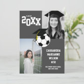 Soccer Afstuderen Sports Grey Announement Kaart (Staand voorkant)