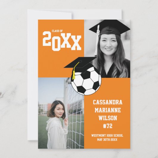 Soccer Afstuderen Sports Oranje Aankondiging (Voorkant)