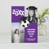 Soccer Afstuderen Sports Paars White Announding Kaart (Staand voorkant)